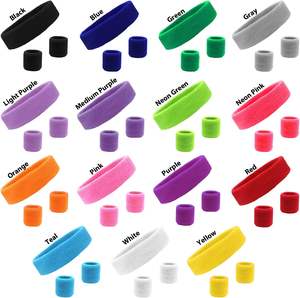 مجموعة عصابة عرق قطنية رياضية عصابة رأس تيري قماش معصم عرق كرة السلة عصابة عرق لليد ورباط رأس - Product Image 5