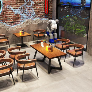 Tables et chaises de bar en similicuir style camping, banquette de salon style industriel, restaurant de barbecue sablée, café - Product Image 3