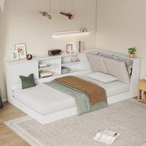 White Multi Functional Children's Storage <b>Bed</b> With Built In Shelves And Drawers For Bedroom <b>Space</b> <b>Saving</b> Design - Product Image 1