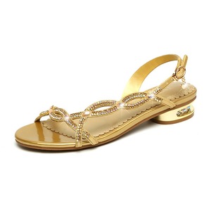 Sandales d'été confortables pour femmes Xuanhui, élégantes et fiables, en cuir véritable, avec décorations en strass, talon bas de 3 cm - Product Image 6