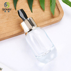 Botellas <span class=keywords><strong>de</strong></span> Vidrio Ovaladas Transparentes <span class=keywords><strong>de</strong></span> 30 ml (1 oz) con Gotero, Envase para Aceites Esenciales, Personalizables con Acabado Esmerilado y Gotero Dorado y Plateado - Product Image 4