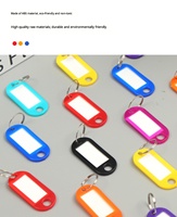 10 couleurs de porte-clés en plastique avec couvercle transparent et anneau fendu, étiquettes d'identification vierges, en vrac, pour bagages, clés, bureau, hôtel, animaux de compagnie