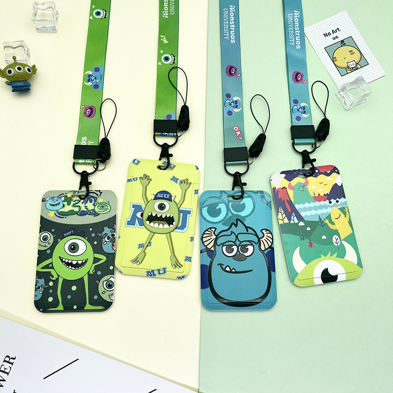 Lanyards Lovely Cartoon Monsters University Alien Card Holder Custom Neck Card Cover Accessories Kids Plastic ID Card Case