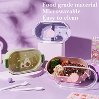 Boîte à bento pour enfants à faible MOQ - Boîte à lunch en acier inoxydable à 2 compartiments avec couvercle PP anti-fuite, récipient alimentaire durable pour garçons et filles