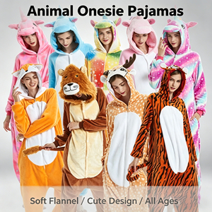 Pyjamas Onesies en flanelle pour adultes, costumes de cosplay <span class=keywords><strong>Kigurumi</strong></span>, vêtements de nuit unisexes pour l'hiver, vente en gros - Product Image 1
