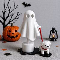 Figurine de chien fantôme blanc imprimée en 3D GatherWorks, décoration d'Halloween, ornement de table de chevet de chambre à coucher, cadeau