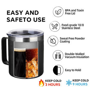 Vasos Térmicos Minimalistas de Acero Inoxidable de 14 oz, Tazas Clásicas de Café de 12 oz, Vaso Térmico para Cerveza, Vino, Campamentos, Fiestas, Tazas de Cerámica - Product Image 3