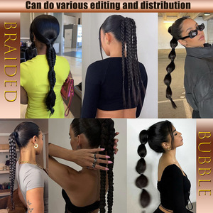 Perruque synthétique à <span class=keywords><strong>queue</strong></span> <span class=keywords><strong>de</strong></span> <span class=keywords><strong>cheval</strong></span> transfrontalière avec cheveux longs et lisses, bande élastique, lot <span class=keywords><strong>de</strong></span> 24 en 103g, modèle PY186, origine Henan - Product Image 2