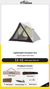 ZHT ZHT-227 Carpa de Camping Plegable Portátil para Exteriores, Triangular, para <span class=keywords><strong>Playa</strong></span> y Parque, de Cuatro Estaciones, Fácil de Instalar, 220x160x150cm, 210D, Plateada - Product Image 6