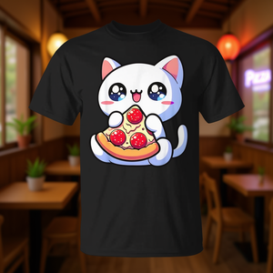 T-shirt Pizza Cat Kawaii Anime Adorable Neko pour enfants, T-shirt japonais mignon pour garçons et filles - Product Image 2