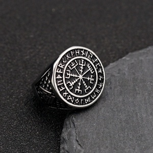 316L Steel Warrior Stainless Steel <b>Ring</b> for Men Vintage Nordic Viking Letters Design for Party or Anniversary - Product Image 5