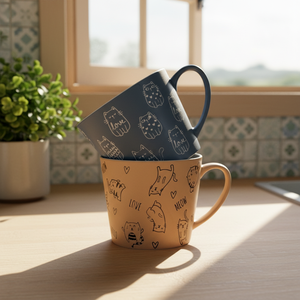 Cute Cartoon Design Big Capacity Ceramic Cat <b>Mug</b> High Quality Porcelain Dishwasher Microwave Safe Customizable Reusable Food - Product Image 1