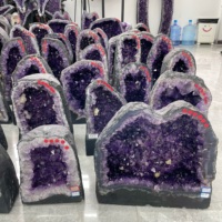 Géode d'améthyste naturelle, grappe de cristaux papillon en forme de sac d'argent, quartz violet, décoration d'intérieur, vente en gros