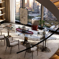 Italienischer Acryl-Teetisch, Geformter Edelstahl-Villa-Club-Tisch, Designer-Stil Moderner Transparenter Esstisch