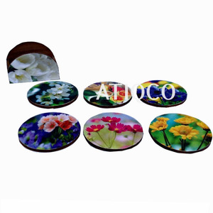 Best Selling Stylish <b>Smart</b> Eco-Friendly Wooden Coaster Set Classic Europe Design Digital Printed Enameled Handcrafted India - Product Image 5