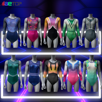 Justaucorps de gymnastique et de danse pour filles, personnalisés, élégants, avec strass, sans manches