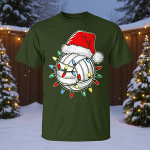 Camiseta navideña para niños jóvenes con diseño de pelota de voleibol de Santa - Product Image 3