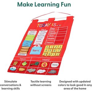 Tableau mural interactif en tissu pour l'apprentissage du calendrier, avec poches, pour la gestion du temps des tout-petits, des enfants et des élèves de maternelle - Product Image 2