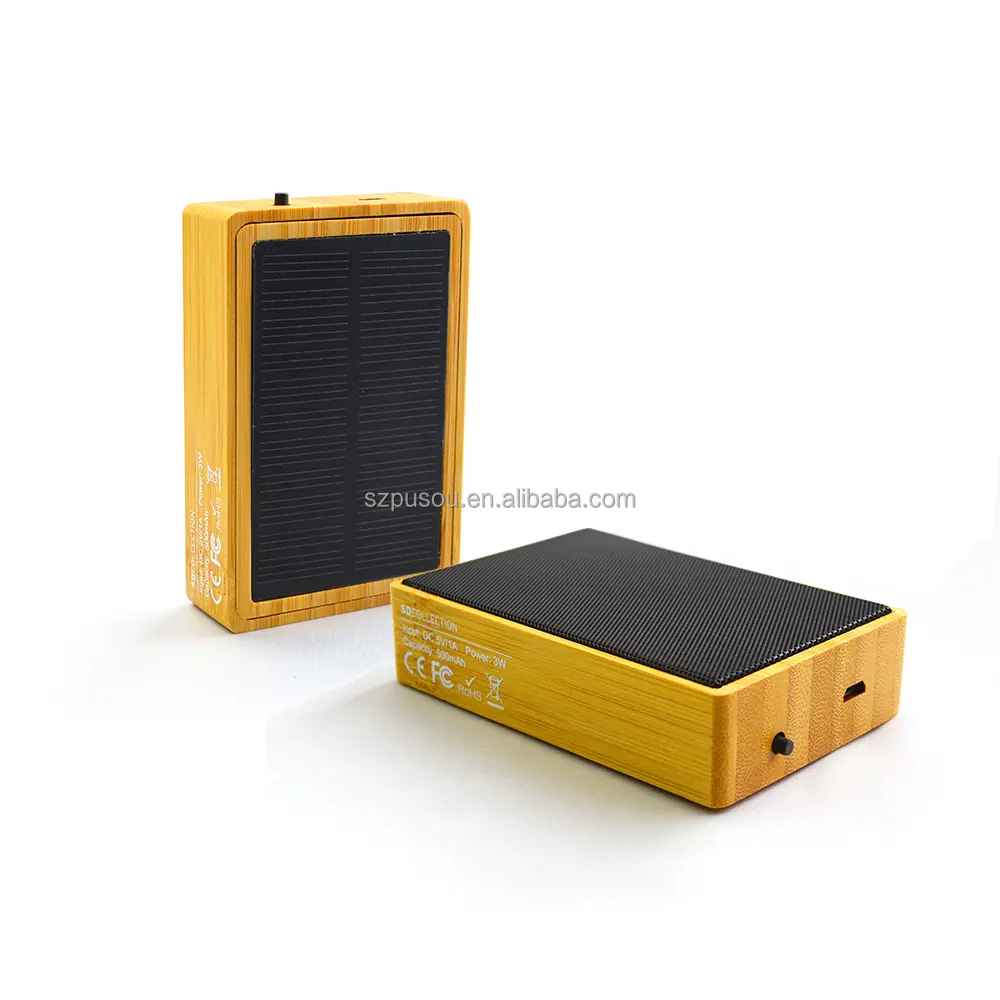Altoparlante portatile bt di ricarica ad energia solare in legno per esterni regalo ecologico con mini scatola di altoparlanti wireless in bambù solare