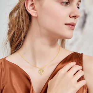 14K <b>Solid</b> <b>Gold</b> Heart Necklace for Women,Yellow <b>Gold</b> 0.55 Carat(CTTW) Moissanite Infinity Heart <b>Pendant</b> Necklaces Anniversary - Product Image 5