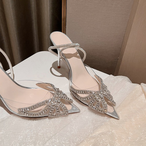 Nouvelles Chaussures <span class=keywords><strong>de</strong></span> Mariage Polyvalentes d'Été Papillon Diamant 2399 Talons Hauts Transparents <span class=keywords><strong>à</strong></span> Bout Pointu en Cristal - Product Image 1