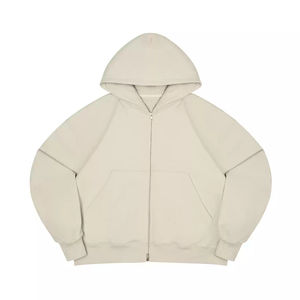 Heavyweight 480G Fleece Hooded Loose Silhouette Zip Cardigan Chaqueta Sudadera - Product Image 2