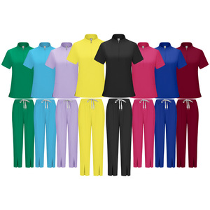 Dental <b>Scrub</b> Suit Women Short Sleeve Two Piece Set Moisture Wicking Stretch Uniform Hospital Workwear - Product Image 4