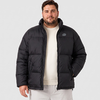 Chaqueta Acolchada de Plumón para Hombre, Cuello Alto, Cierre Completo, Bolsillos con Cordones, Cálida para Invierno, Tallas Grandes y Extra Grandes, 6XL 7XL
