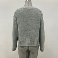 Camilla – Pull tricoté pour femme en fil à ruban, col en V, personnalisable OEM, couleur unie, manches longues