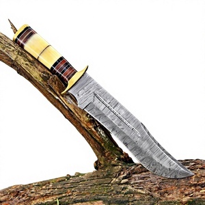 Black Smith 1987 Custom Handmade Damascus Bowie <b>Knife</b> 13 Inch <b>Handle</b> <b>Bone</b> With RoseWood With Brass Bolster - Product Image 4