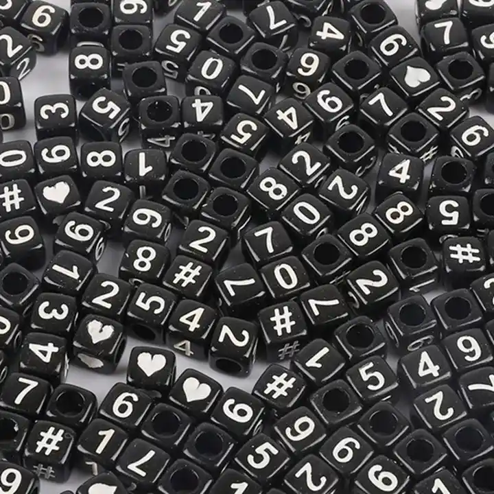 Wholesale Wholesale 6mm Black Acrylic Square Cube Alphabet Beads