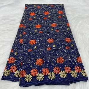 Voile 100% 棉编织网刺绣非洲瑞士蕾丝面料女孩时尚配饰材料 - Product Image 1