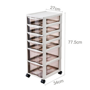 2021 Hot sell multifunctional cosmetic storage box transparent plastic roller type detachable drawer storage cabinet for office