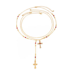 3 יח'\סט y2k רב צבע שרשרת צלב שרשרת ארוכה שרשראות עבור נשים stackable גברת choker אביזרי אופנה תכשיטים - Product Image 5