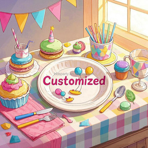 Assiettes en papier jetables multicolores en vrac, 5 couleurs vibrantes, assiettes rondes en papier solides pour les fournitures de fête d'anniversaire et de Noël - Product Image 3