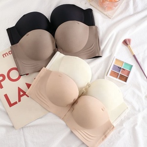 Soutien-gorge sans bretelles sans coutures pour femme, fin, respirant, à boutonnage frontal, push-up, avec logo sur le devant de la coque et boucle frontale - Product Image 3