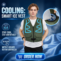 Gilet de refroidissement à circulation d'eau à commande numérique avec ventilateur à 3 vitesses, hygrostat réglable et faible bruit pour utilisation en extérieur (alimenté par USB)