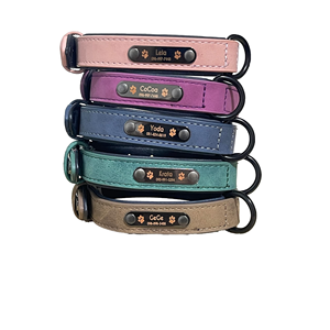 Collier pour chien en cuir PU réglable avec étiquette personnalisée en gros - Product Image 1