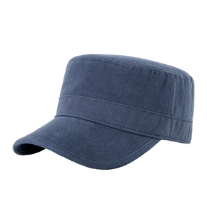 Casquette plate pour homme en toile de coton bleu foncé, protection solaire, respirante, pour l'extérieur - Product Image 1