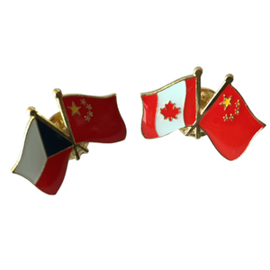 Stock Pas Cher Tous Les Pays Goupille Croisée Double Drapeau Insigne D'épinglettes - Product Image 1