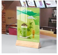 Support de présentation double face en bois de hêtre en forme de L, horizontal et vertical, pour menu, liste de prix, porte-cartes de table pour restaurant, café