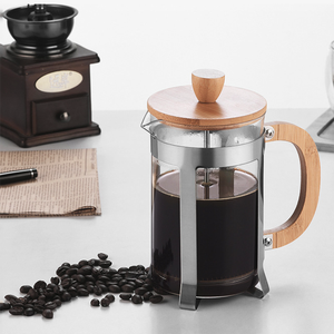 Cafetière à pression française en bambou naturel Urne en verre à double pression avec délicieux outil de thé de cuisine pour infuser du café - Product Image 6