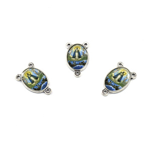 Pendentif de chapelet triangulaire à motifs iconiques en alliage, composant de bijouterie pour la création de colliers, accessoire DIY à trois trous - Product Image 1