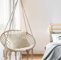 Premium Boho Hängesessel Handgefertigter Gewebter Schaukelstuhl aus Baumwollstoff Plüsch Tragbare Terrassen- und Gartenmöbel Robuster Einzelsitzer