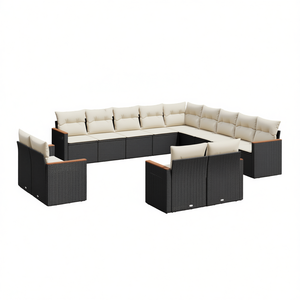 Ensemble de canapés de jardin en rotin noir, meubles d'extérieur réglables, design contemporain, coussins en mousse haute densité - Product Image 1