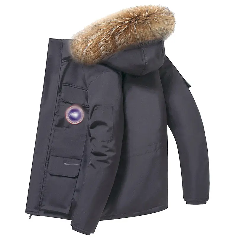 Herren große Pelz kragen Gänse daunen jacke, Outdoor Winter jacken, Original Kanada Stil, Übergröße, hohe Qualität