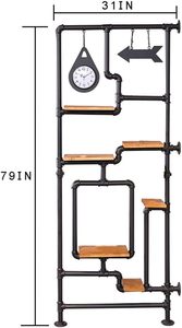 Công nghiệp Ống kệ, treo tường phòng Divider với kệ, mộc mạc thang gỗ lưu trữ bộ sưu tập kệ sách, Rack cho văn phòng - Product Image 2