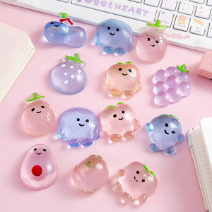 Mini Transparent Fruit-shaped Crystal Squeeze Toy Bouncy Soft Stress Relief Stretchy Latex Kid <b>Gifts</b> Decor Style <b>Randomly</b> - Product Image 2