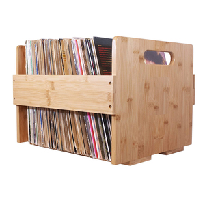 Vinyl Record Storage Holder Solid Wood Organizer bamboo Record crate Stand display