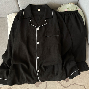 <span class=keywords><strong>Pigiama</strong></span> di cotone con nuvole coreane per <span class=keywords><strong>uomo</strong></span> tinta unita taglie forti per la casa dei giovani pantaloni Cardigan Casual a maniche lunghe per l'inverno - Product Image 6